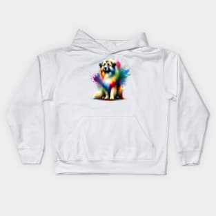 Pyrenean Shepherd in Vibrant Artistic Color Splashes Kids Hoodie